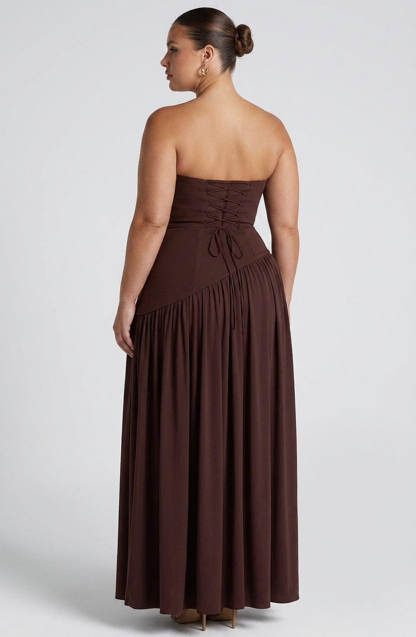 Carys Maxi Kjole - Blomme Brun