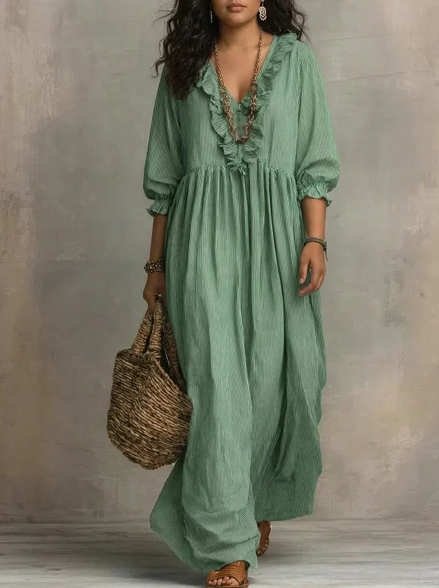 Soraya | Boho Maxi Kjole med Lange Ærmer