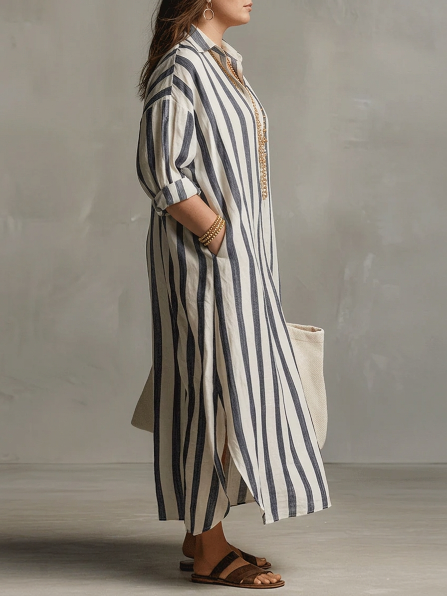 Odette | Stribet Oversized Maxi Kjole