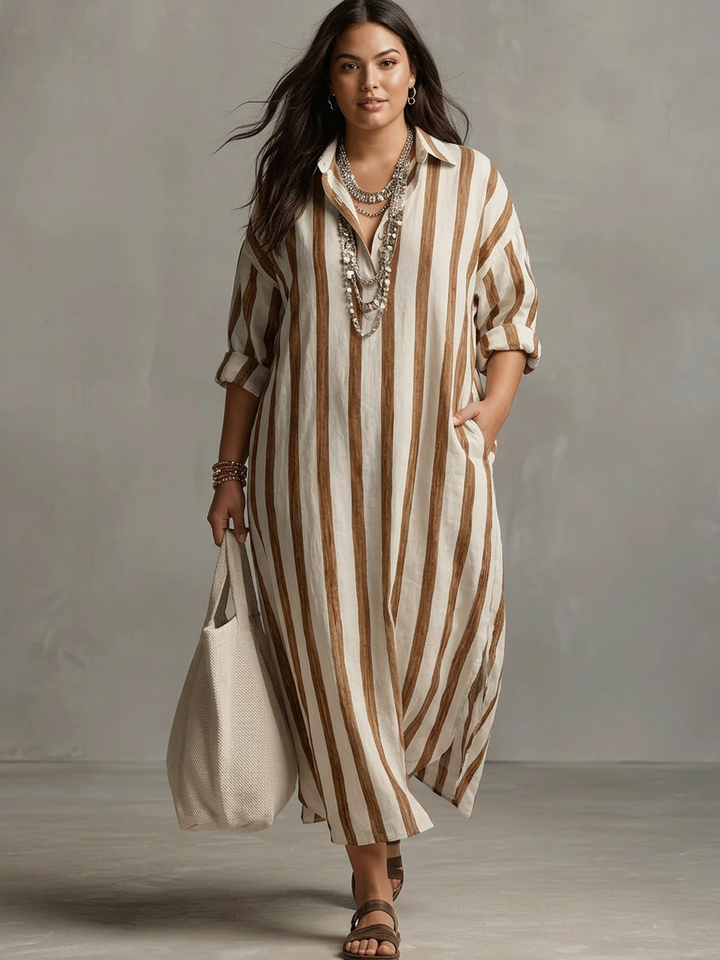 Odette | Stribet Oversized Maxi Kjole