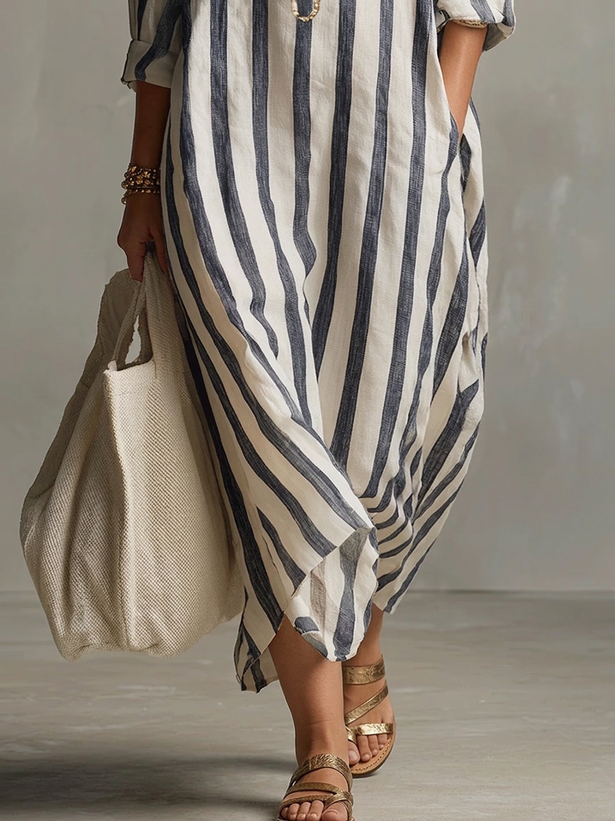Odette | Stribet Oversized Maxi Kjole