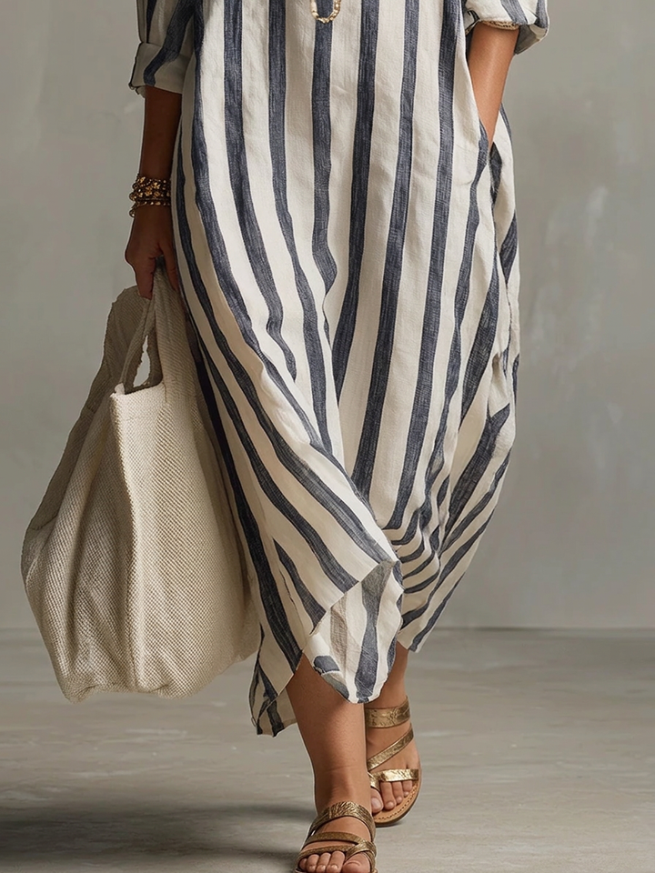 Odette | Stribet Oversized Maxi Kjole