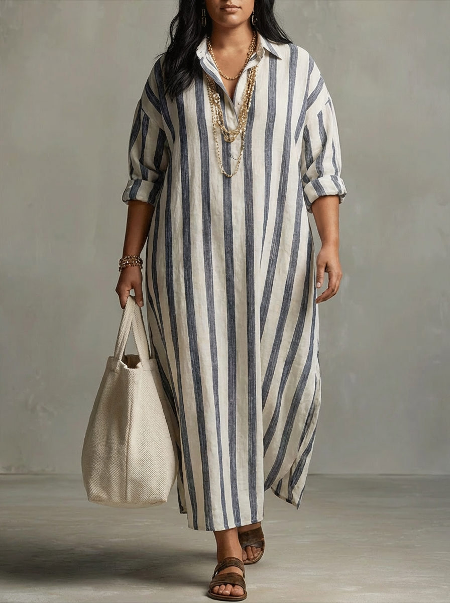 Odette | Stribet Oversized Maxi Kjole