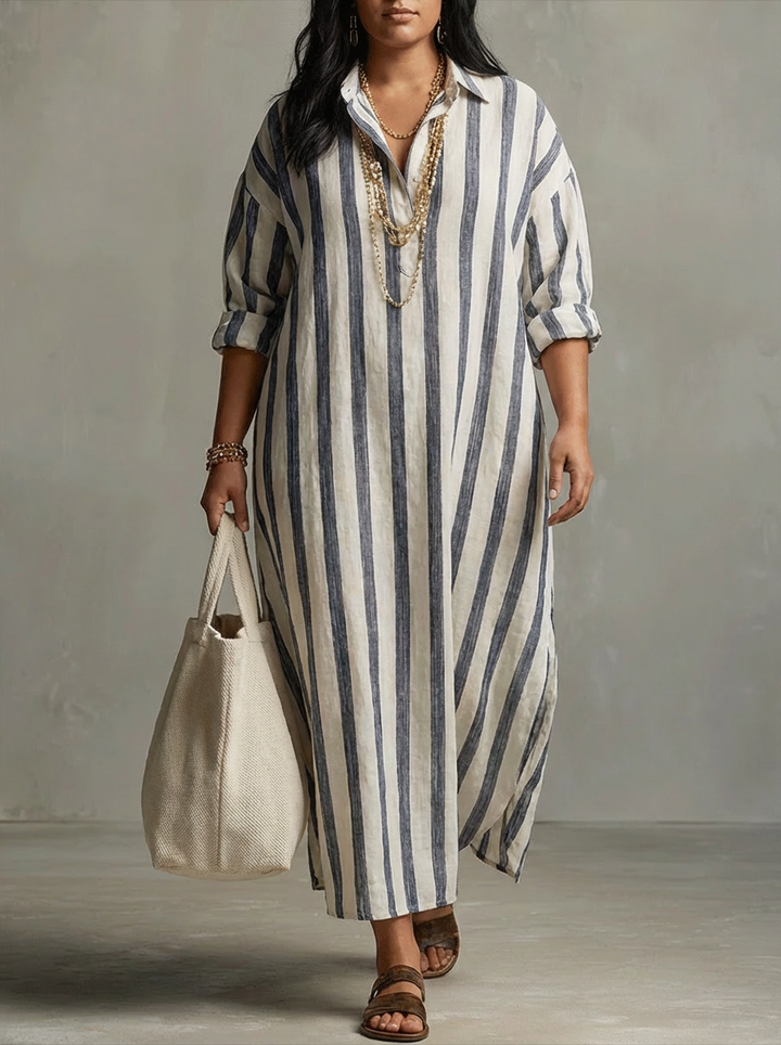 Odette | Stribet Oversized Maxi Kjole
