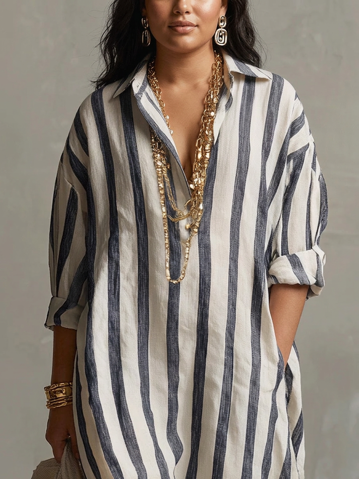 Odette | Stribet Oversized Maxi Kjole