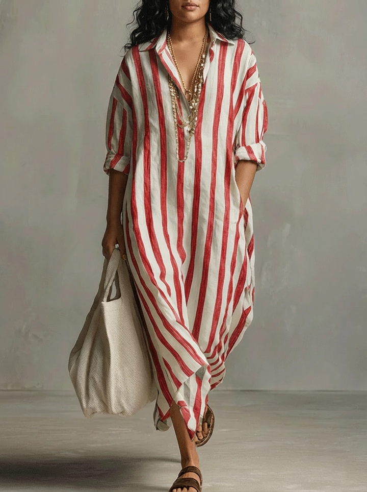 Odette | Stribet Oversized Maxi Kjole