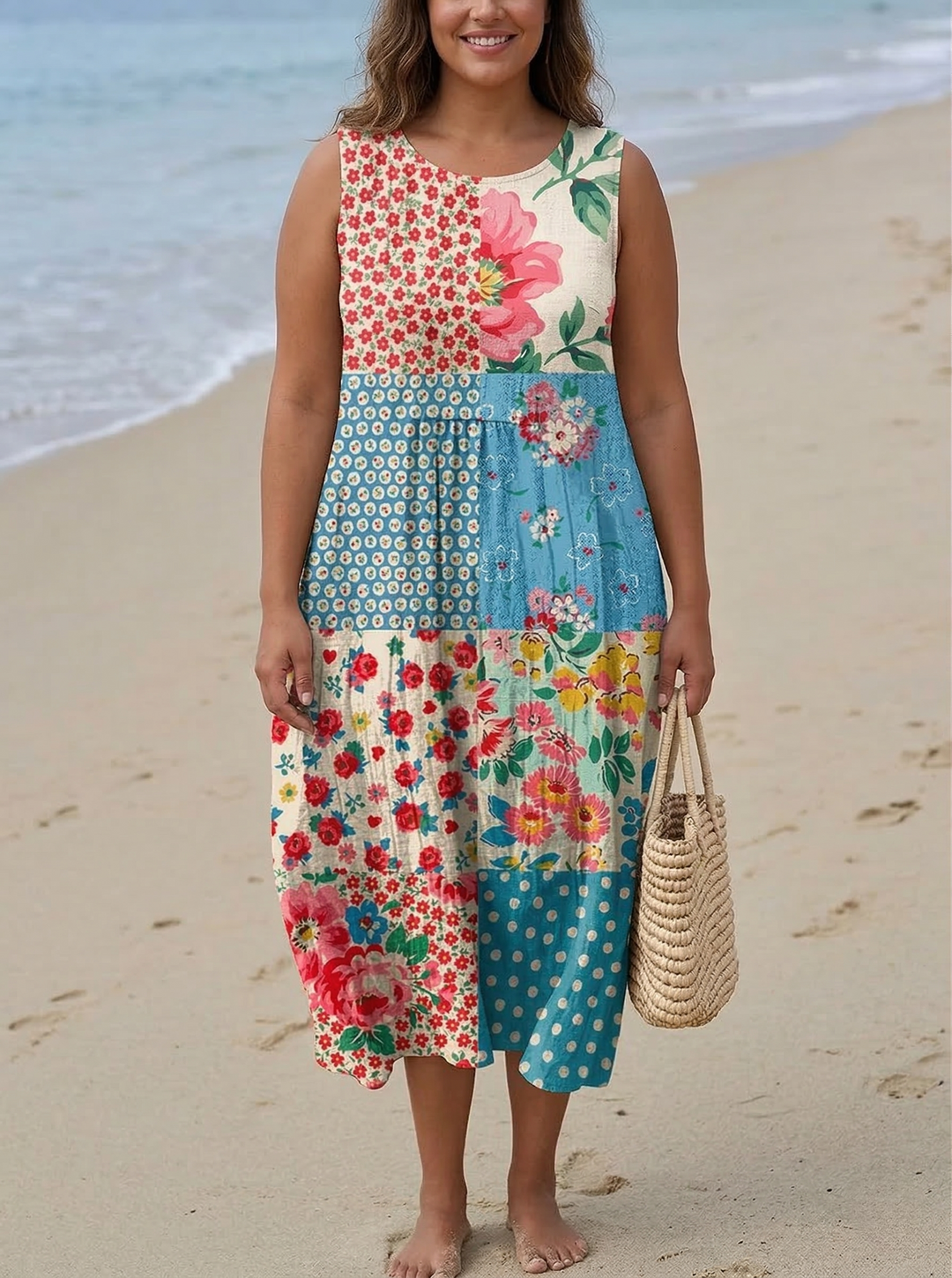 Giselle Patchwork Midi Kjole