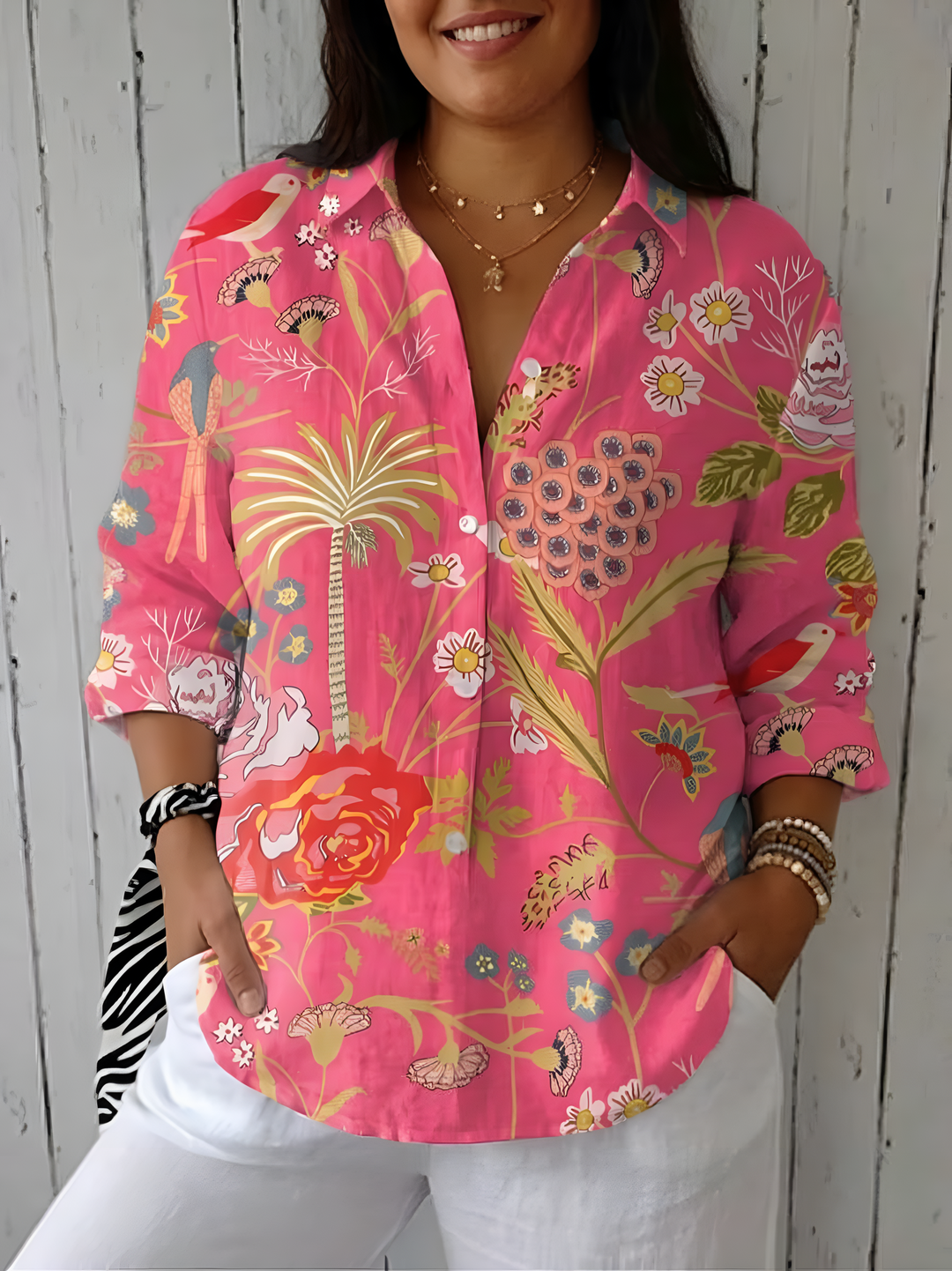 Elke | Tropisk Blomst Bluse