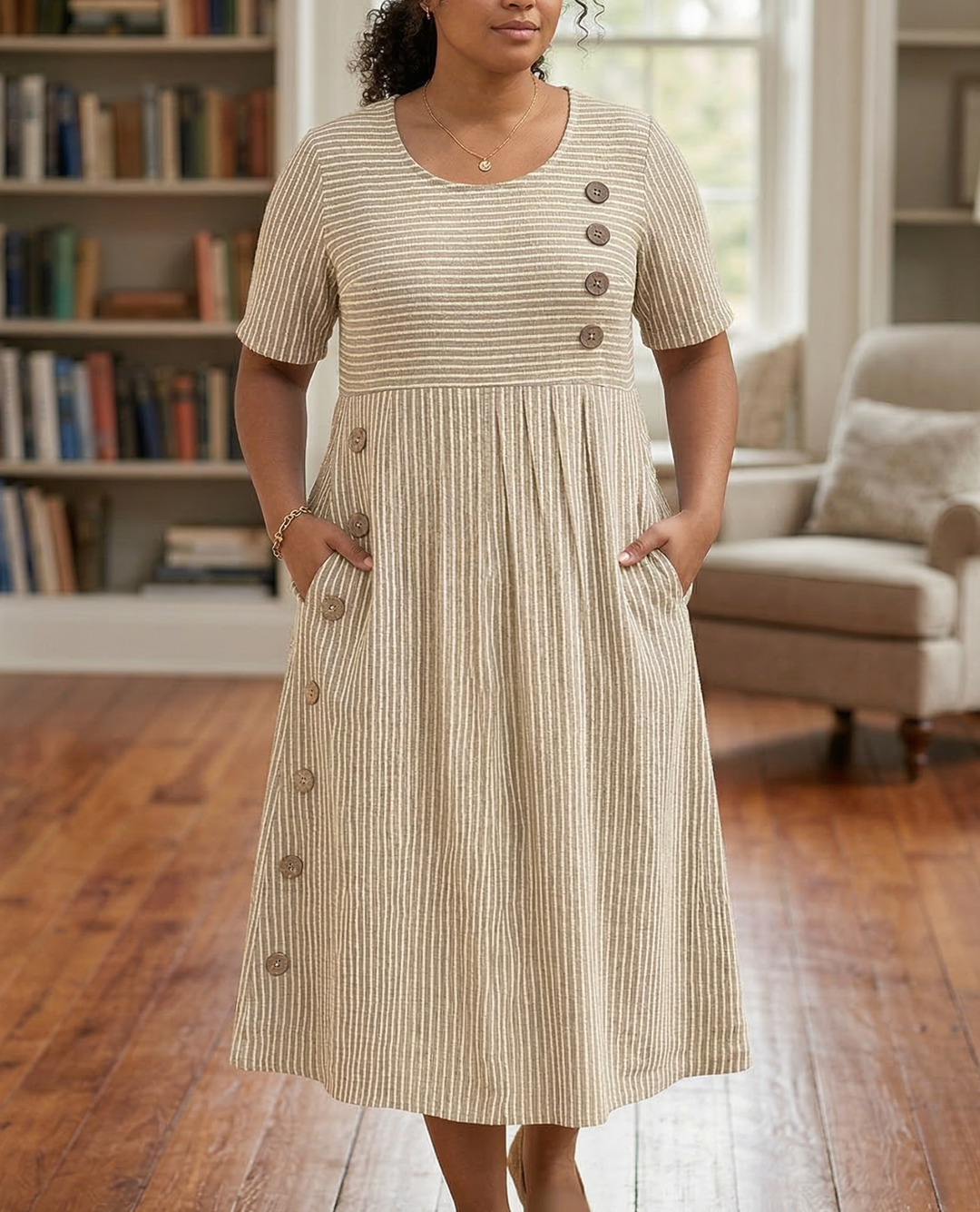 Pernille Stribet Midi Kjole