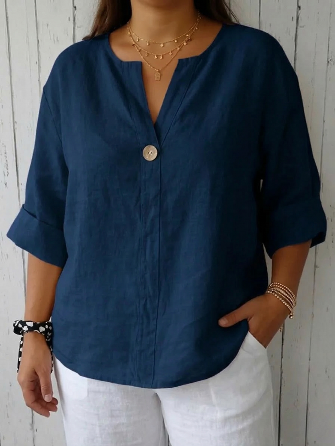 Lucienne - Casual V-Hals Bluse