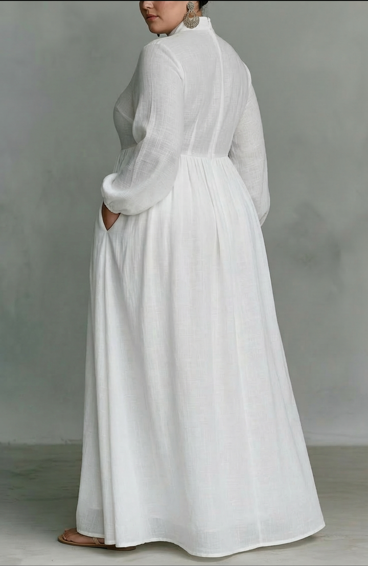 Cordelia | Flydende Knap-Front Maxi Kjole