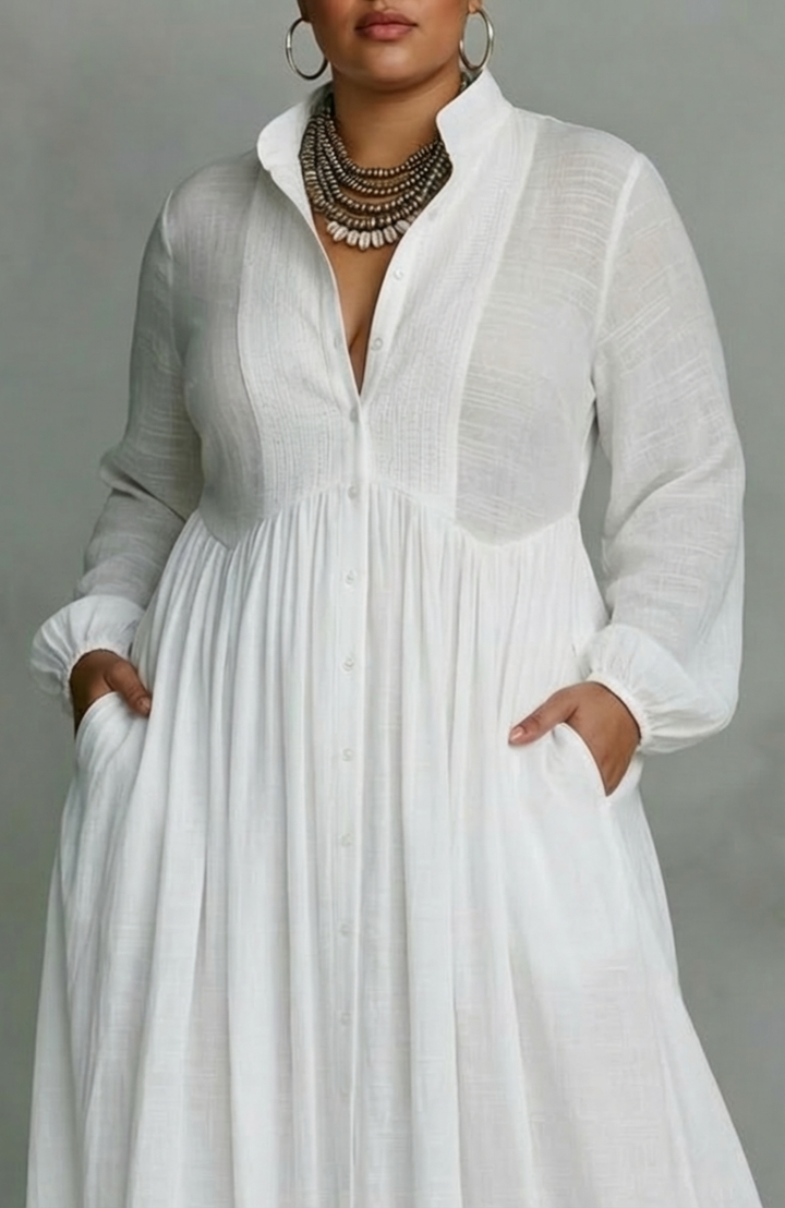 Cordelia | Flydende Knap-Front Maxi Kjole