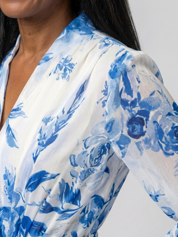 Layla | Blomster Langærmet Wrap Maxi Kjole
