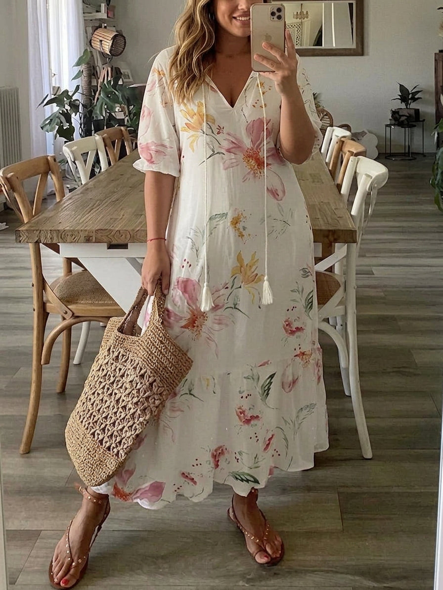 Rosalind - Boho Mave Dækkende Kjole