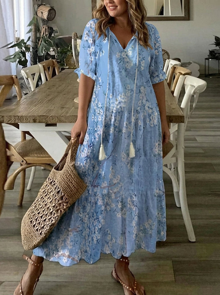Rosalind - Boho Mave Dækkende Kjole