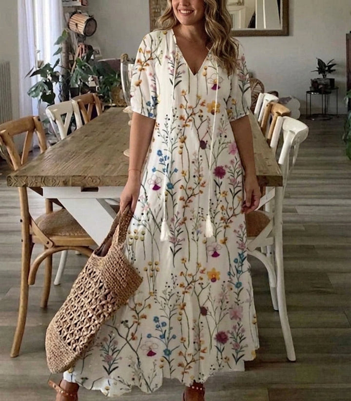 Rosalind - Boho Mave Dækkende Kjole