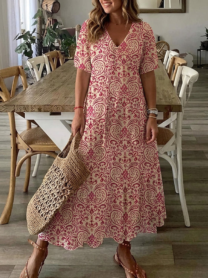 Rosalind - Boho Mave Dækkende Kjole