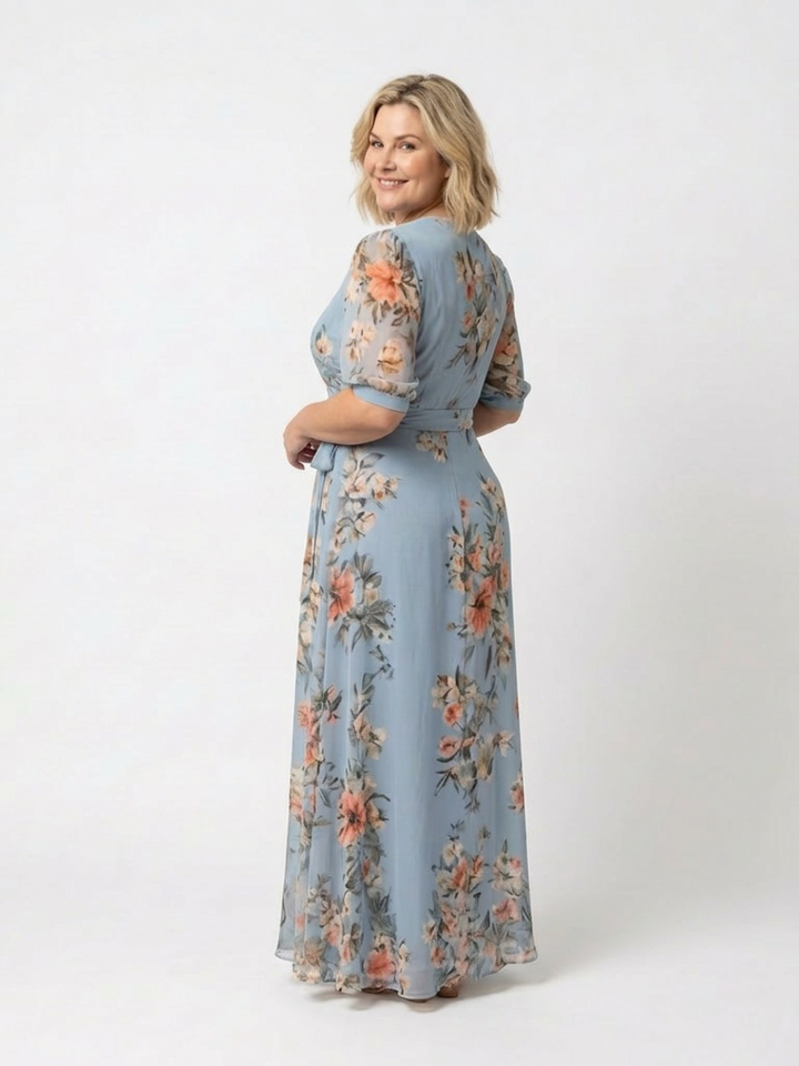 Hedda | Blomster Wrap V Udringet Maxi Kjole