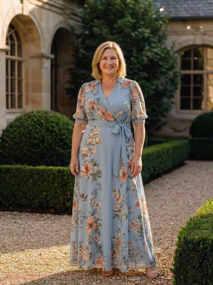 Hedda | Blomster Wrap V Udringet Maxi Kjole